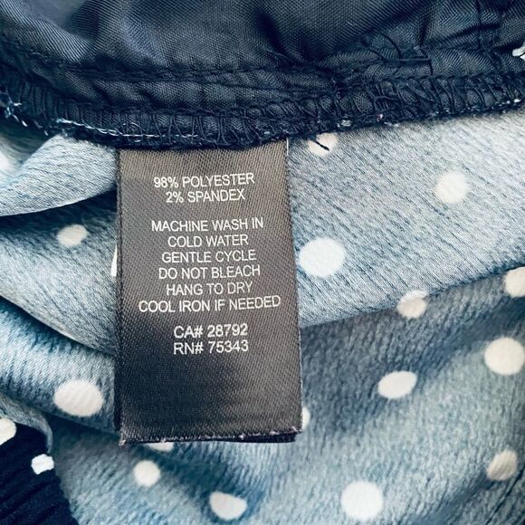 Cynthia Rowley Navy Blue & White Polka Dot Slip-On Pants Size 10 | Elastic Waist - Picture 9 of 9